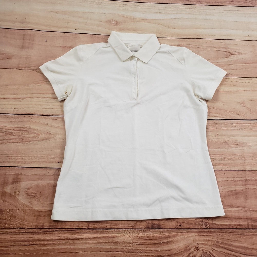 VINTAGE Nike Polo Shirt Womens Medium White Outdoor Golf Golfing Swoosh Ladies *